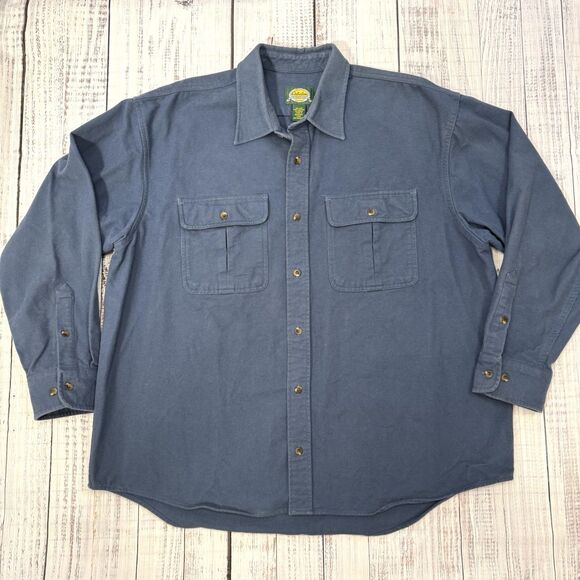 Cabela's Chamois Shirt Mens XL Blue Heavy Flannel Button Up - Picture 9 of 9